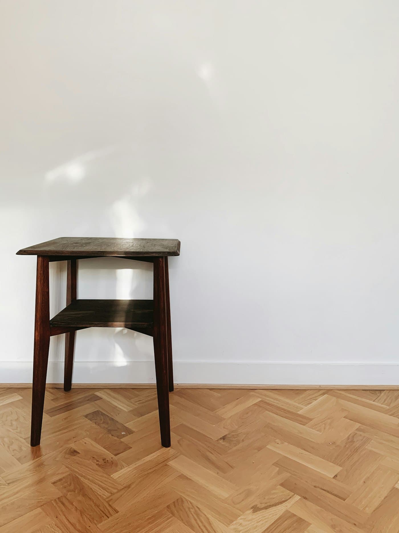 Close view of a patterned parquet block floor